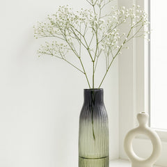 Ombre Ribbed Glass Vase