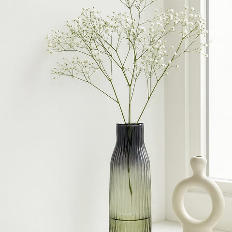 Ombre Ribbed Glass Vase