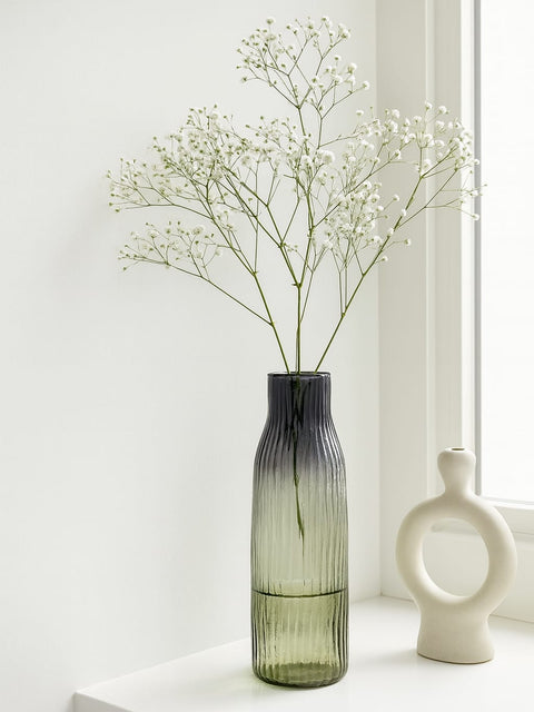 Ombre Ribbed Glass Vase