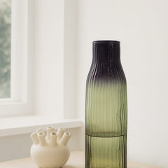Ombre Ribbed Glass Vase