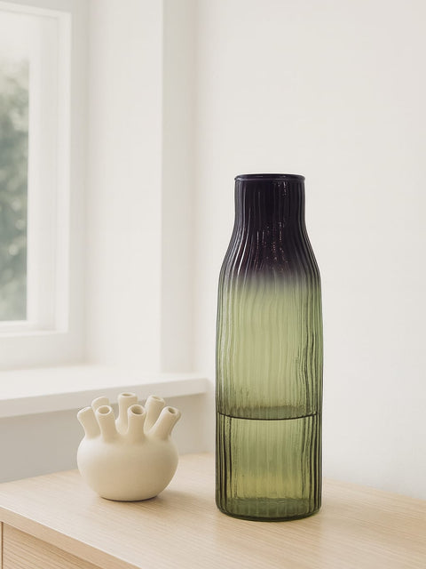 Ombre Ribbed Glass Vase