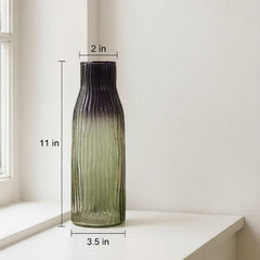 Ombre Ribbed Glass Vase