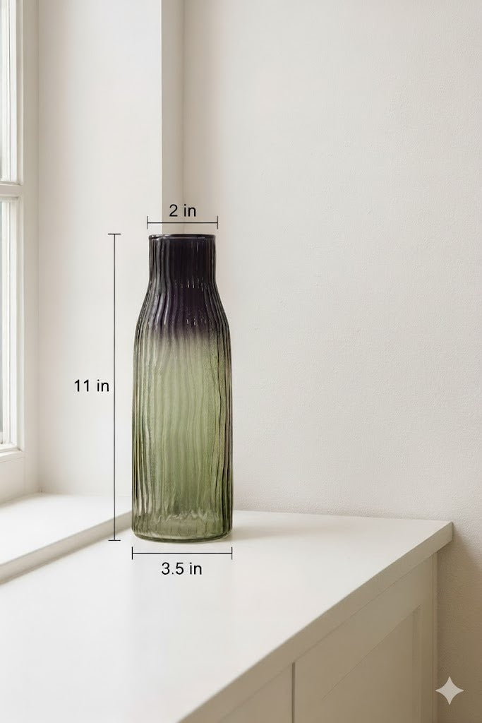 Ombre Ribbed Glass Vase