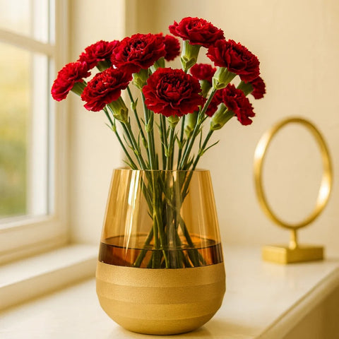 Gold-Toned Glass Floral Vase
