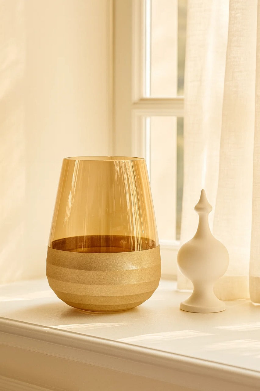 Gold-Toned Glass Floral Vase