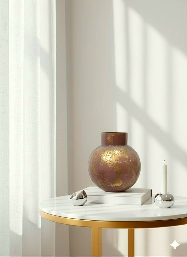 Antique Gold Textured Ceramic Vase