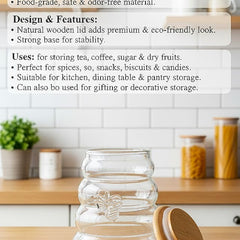 Beehive Glass Storage Jars with Wooden Lids (Set of 4)