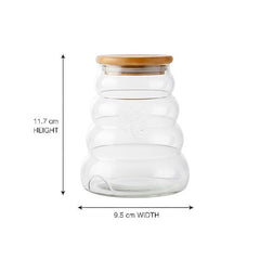 Beehive Glass Storage Jars with Wooden Lids (Set of 4)