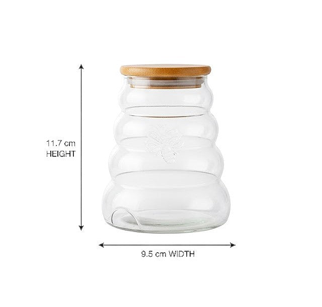 Beehive Glass Storage Jars with Wooden Lids (Set of 4)