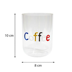 "Coffee" Artisan Handcrafted Crystal-Clear Glass Tumbler – [PACK OF 2]