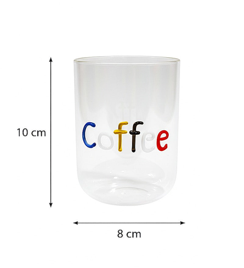 "Coffee" Artisan Handcrafted Crystal-Clear Glass Tumbler – [PACK OF 2]