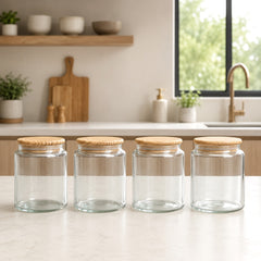 4-Piece Premium Glass Pickle Jar Set with Airtight Bamboo Lids