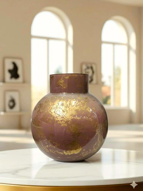 Antique Gold Textured Ceramic Vase